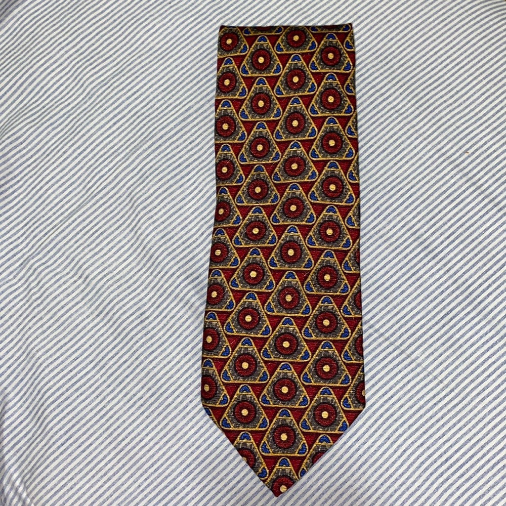 Valentino Men’s Tie (Maroon Red/Dark Blue/Gold)